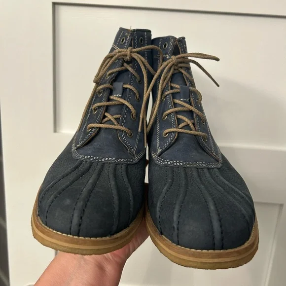 Johnston & Murphy Howell Duck Boots Navy Crepe Sole Waterproof Size 10